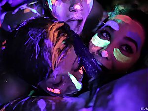 red-hot lesbos frolicking with fluorescent body paint